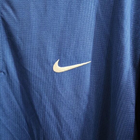 Nike Golf Blue Dri Fit White Swoosh Logo Polo Shirt Size XL 100% Polyester - Picture 6 of 11